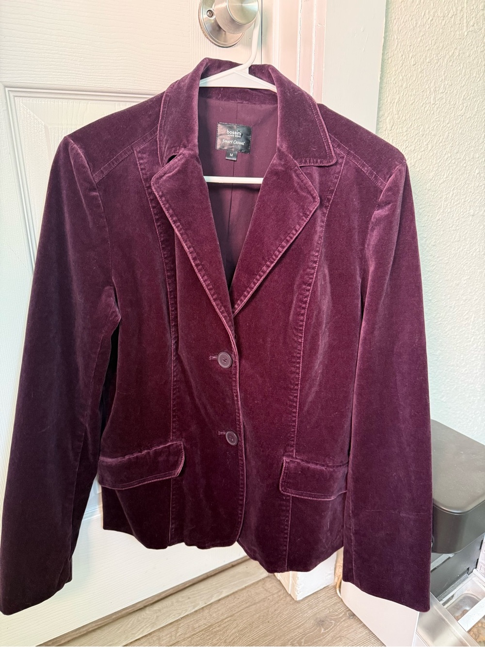 Corduroy Velvet Blazer Jacket in Deep Plum - Women